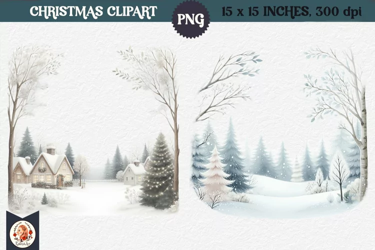 Winter background, Snow Forest Clipart