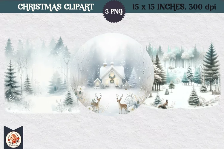 Winter background, Snow Forest Clipart
