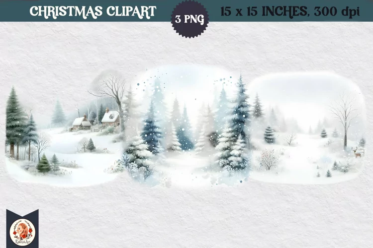 Winter background, Snow Forest Clipart