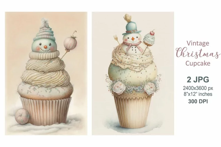 Cute Snowman Christmas cake, Vintage Merry Christmas Card