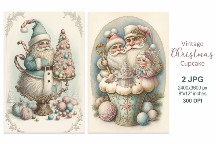 Santa Claus sweets, Christmas cookbook scrapbook cover