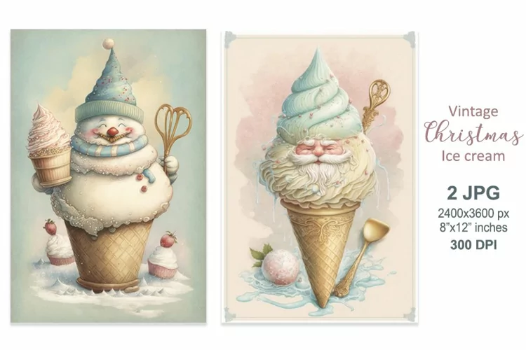 Santa Claus Snowman Christmas Ice Cream, Christmas scrapbook
