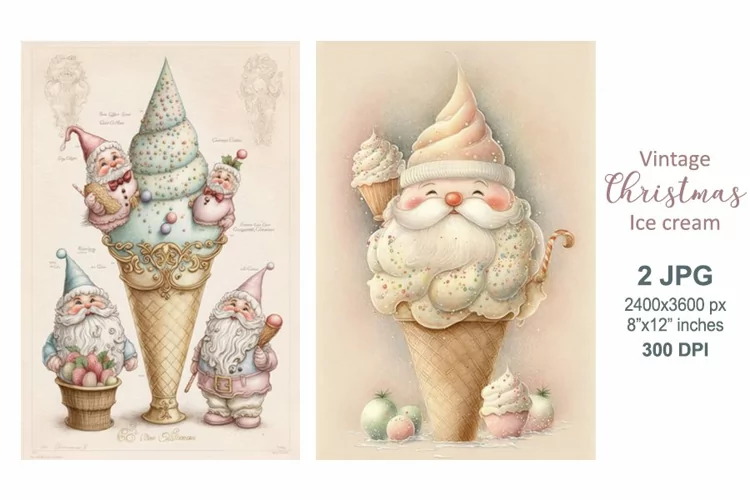 Santa Claus Snowman Christmas Ice Cream, Christmas scrapbook