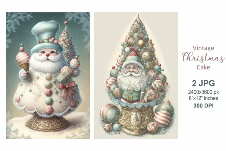Sweet Christmas tree & Santa Claus Christmas Cake scrapbook