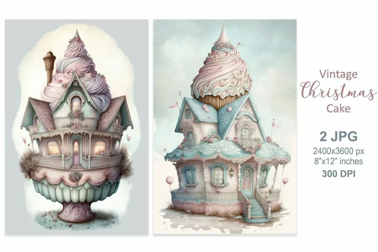 Sweet Christmas house cream Cake, Christmas scrapbooking