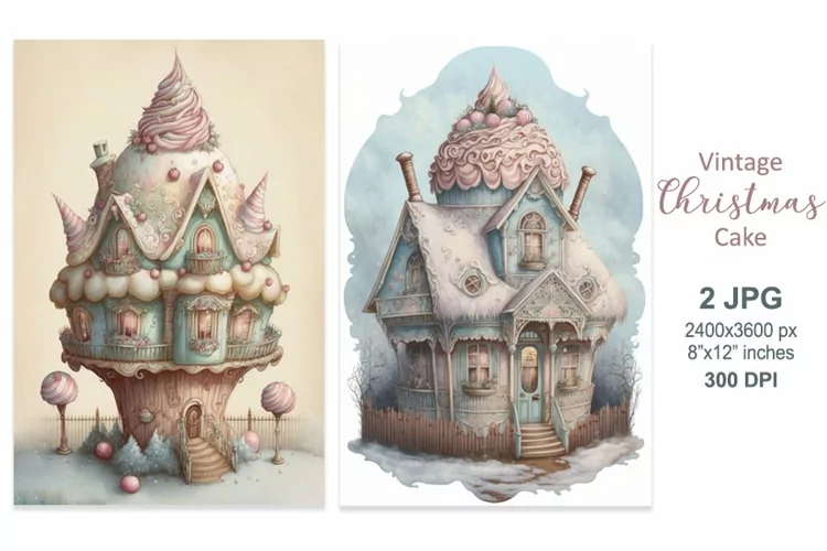 Sweet Christmas house cream Cake, Christmas scrapbooking