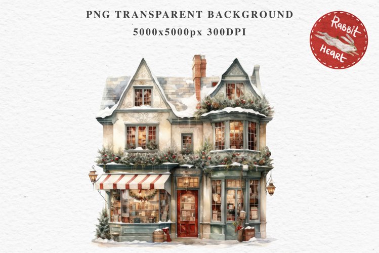 Christmas Vintage Candy Storefront House Winter Shop Clipart