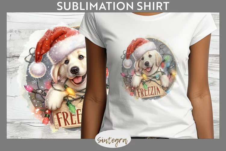 Christmas Vintage Freezin' Lab Entangled T-shirt Sublimation