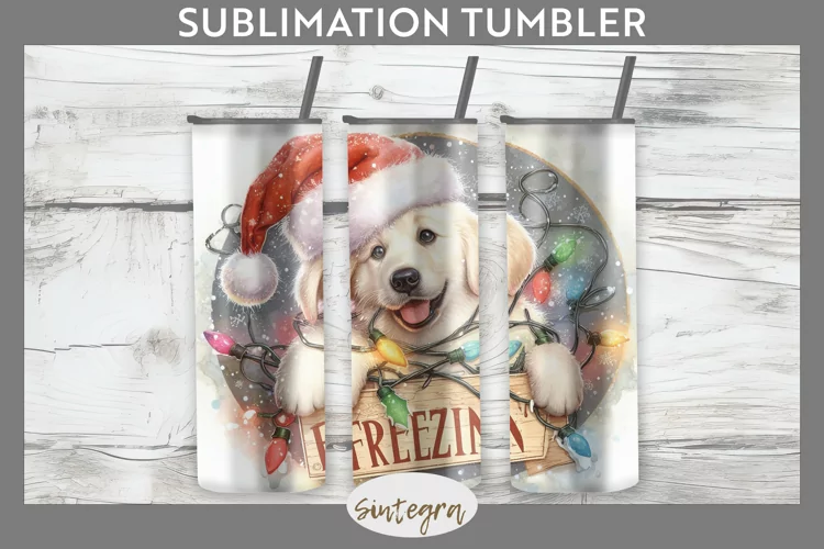 Christmas Vintage Freezin' Lab Entangled Tumbler Sublimation