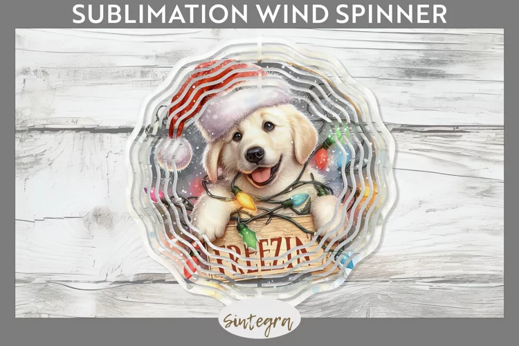 Christmas Vintage Freezin' Lab Entangled Wind Spinner Sublim
