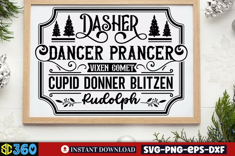 Dasher dancer prancer vixen comet cupid donner blitzen rudol