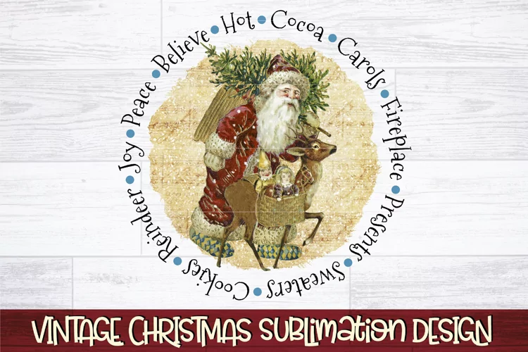 Vintage Christmas Sublimation PNG | Santa PNG