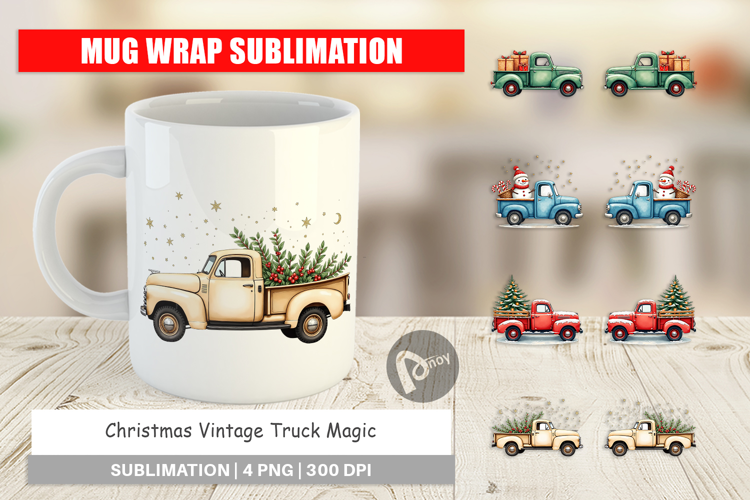 Christmas Vintage Truck Mug Wrap
