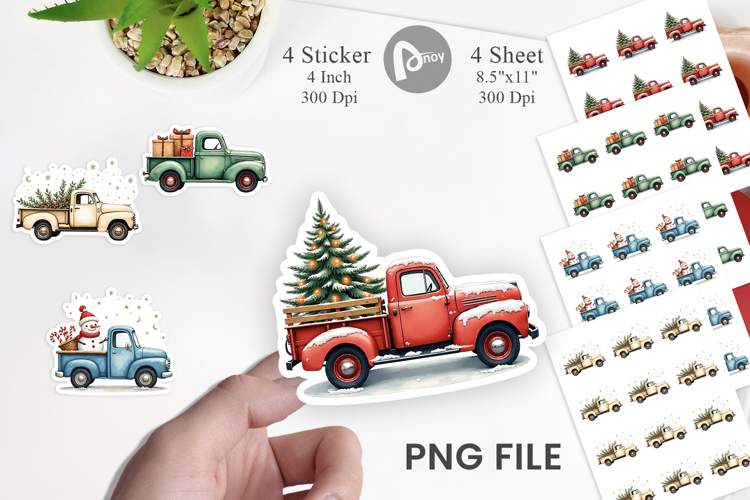 Christmas Vintage Truck Sticker