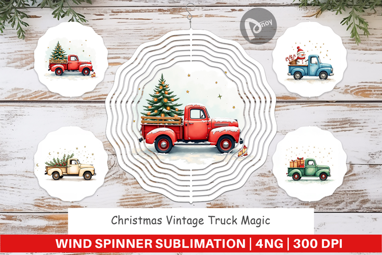 Christmas Vintage Truck Wind Spinner
