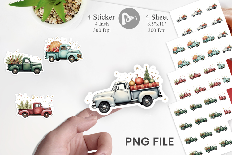 Christmas Vintage Truck Sticker