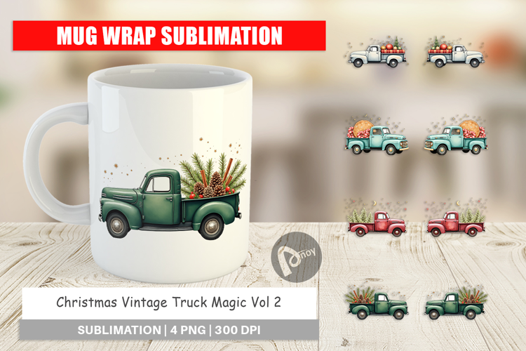 Christmas Vintage Truck Mug Wrap
