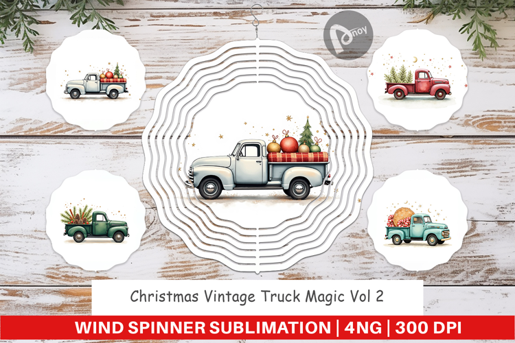 Christmas Vintage Truck Wind Spinner