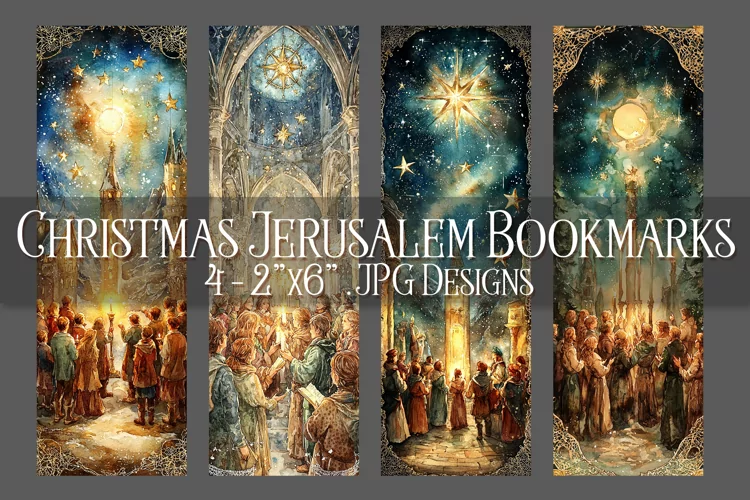 Christmas Bookmarks, Christmas Jerusalem 2x6 Bookmarks, s1