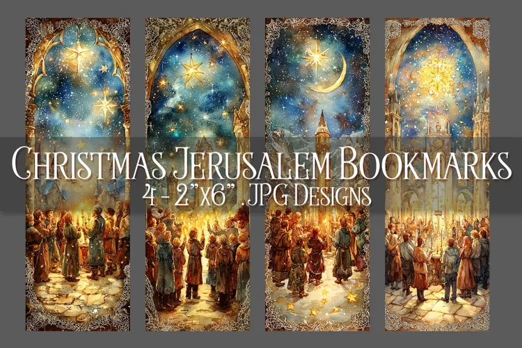 Christmas Bookmarks, Christmas Jerusalem 2x6 Bookmarks, s4