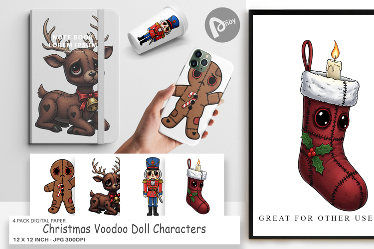 Voodoo Doll Characters Digital Paper