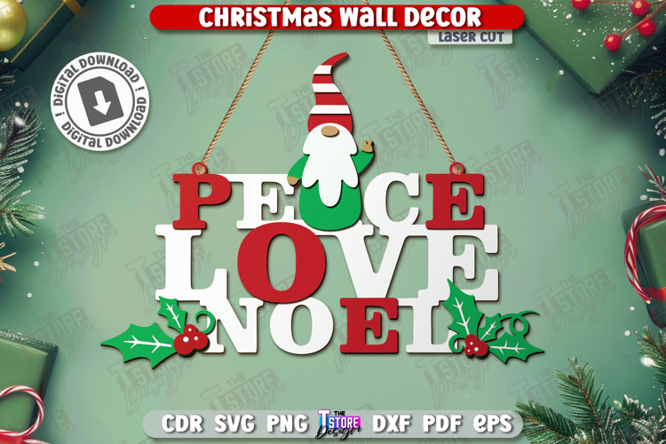 Christmas Wall Decor Laser Cut|Xmas SVG | Holidays|Wall Sign
