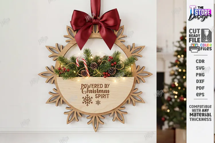 Christmas Wall Decor Laser Cut | Wooden Christmas Door Sign
