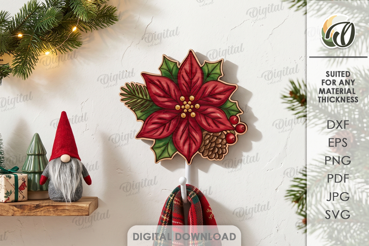 Christmas Hook Laser Cut. Chirtmas Wall Coat Hook SVG