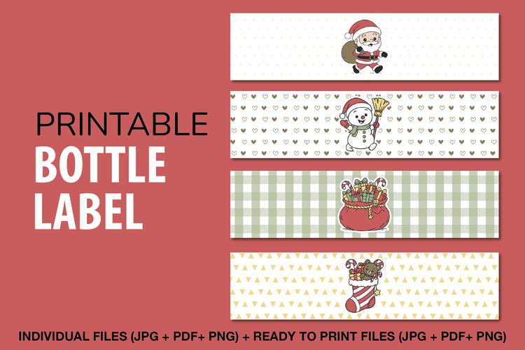 Christmas Water Bottle Labels for Holiday Parties