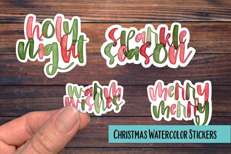 Christmas Watercolor Phrases PNG Sticker Pack