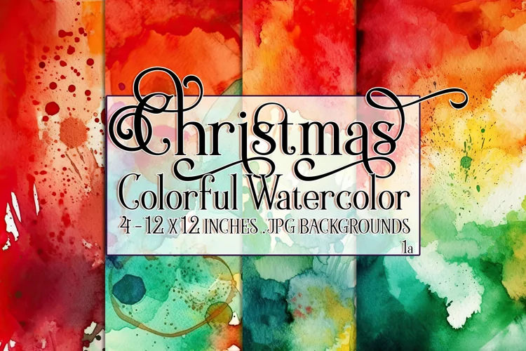 Christmas Background, 15x15 Christmas Watercolor Backgrounds