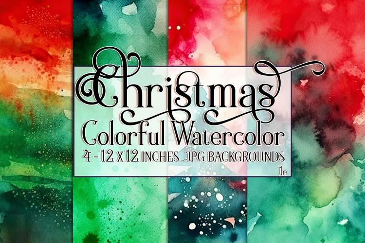 Christmas Background, 15x15 Christmas Watercolor Backgrounds