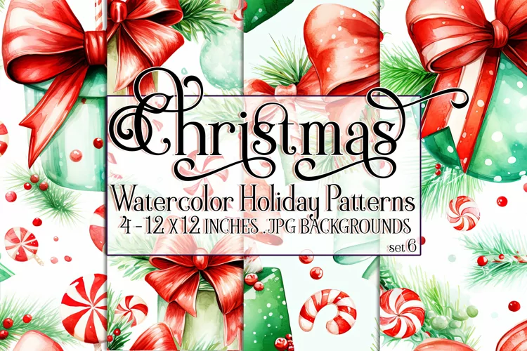 Christmas Patterns, Whimsy Watercolor Holiday Patterns, s6