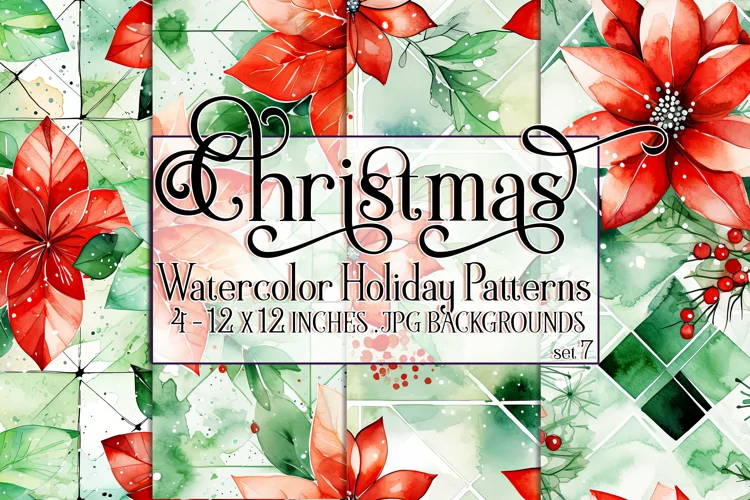Christmas Patterns, Watercolor Floral Christmas Patterns, s7