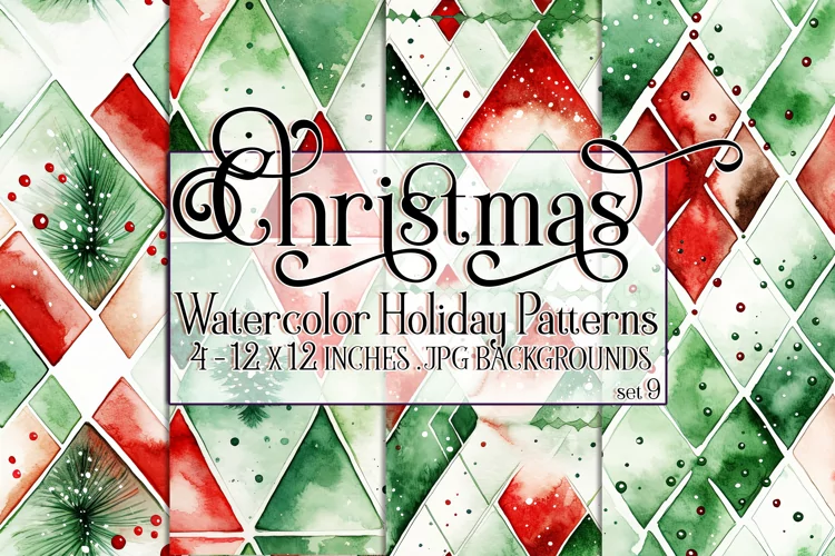 Christmas Patterns, Watercolor Diamond Shapes Patterns, s9