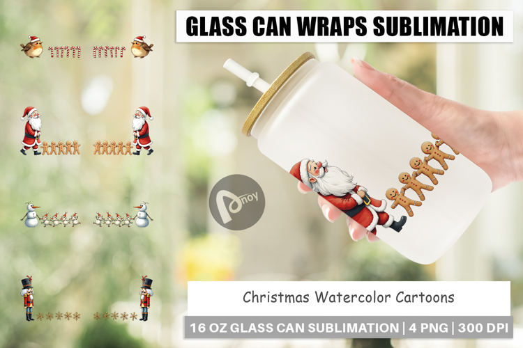 Christmas Cartoons Glass Can