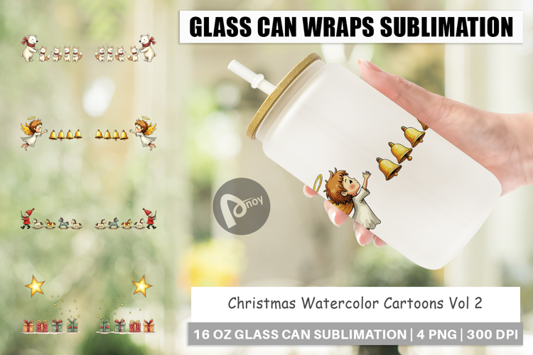 Christmas Cartoons Glass Can