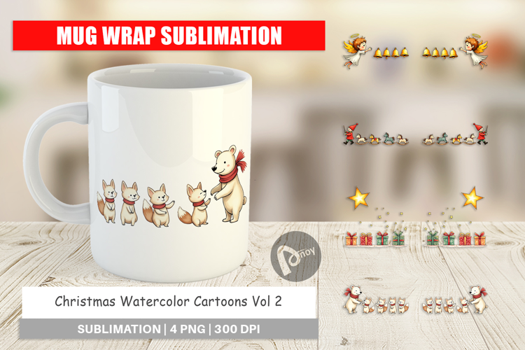 Christmas Cartoons Mug Wrap