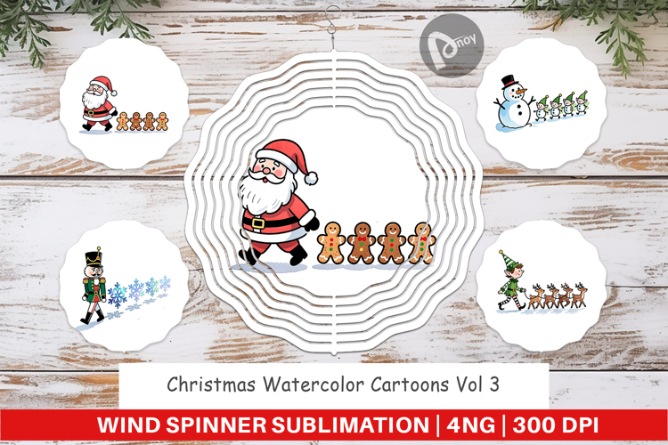 Christmas Cartoons 2 Wind Spinner