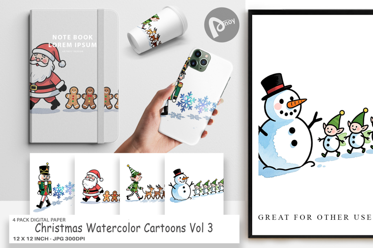 Christmas Cartoons 2 Digital Paper