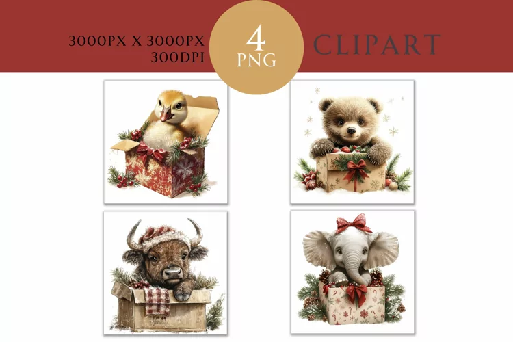 Christmas Watercolor Clipart PNG