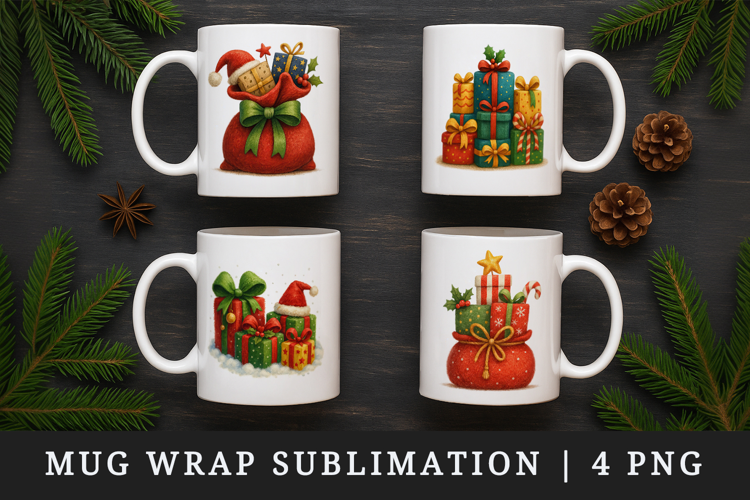 Christmas mug wrap printable sublimation design