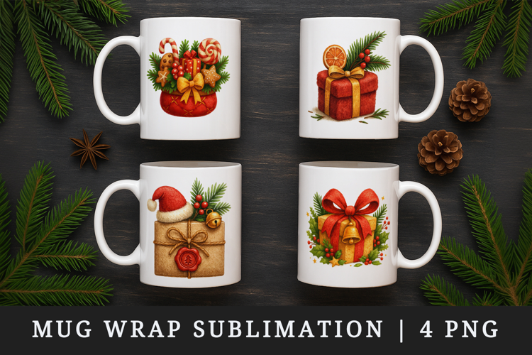 Christmas mug wrap printable sublimation design