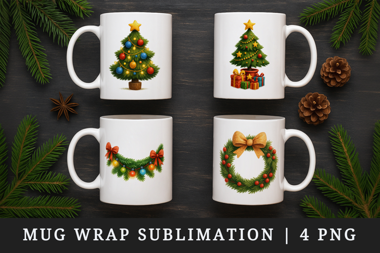 Christmas mug wrap printable sublimation design