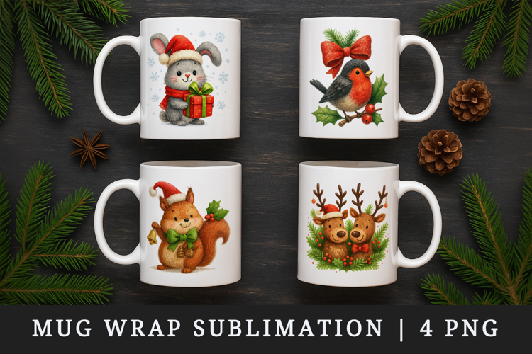 Christmas mug wrap printable sublimation design