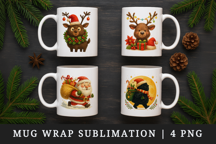 Christmas mug wrap printable sublimation design