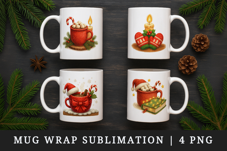 Christmas mug wrap printable sublimation design