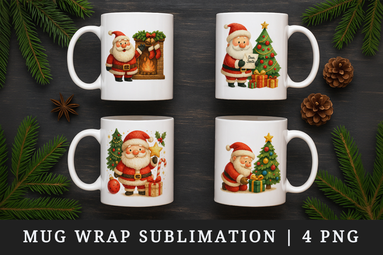 Christmas mug wrap printable sublimation design