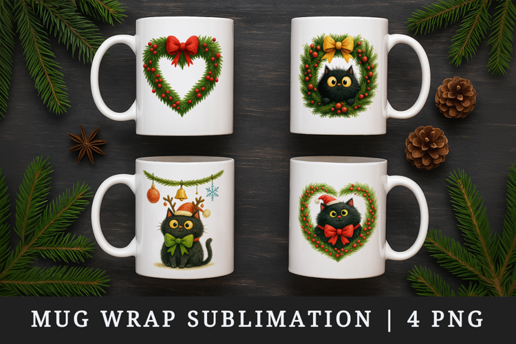 Christmas mug wrap printable sublimation design