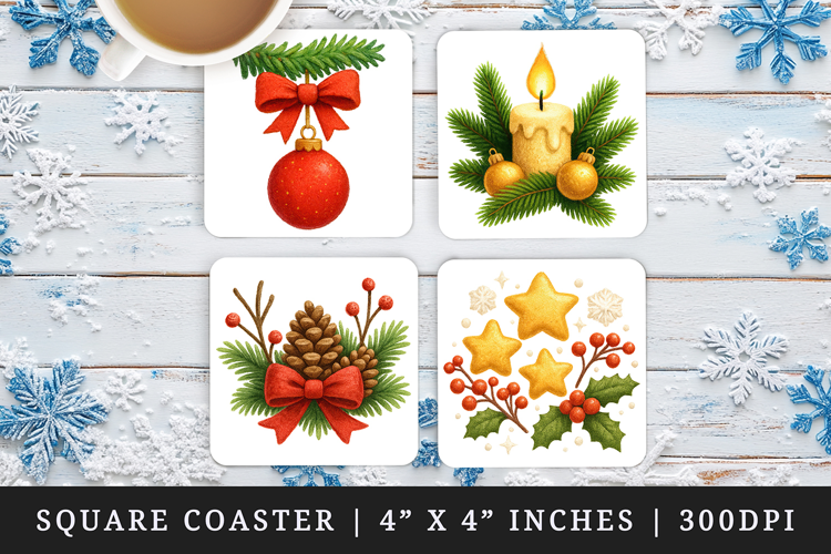 Christmas square coaster sublimation, coasters design